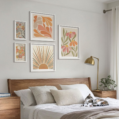 Billedkomposition til væg Geometriske blomster i boho-stil