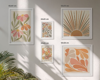 Billedkomposition til væg Geometriske blomster i boho-stil