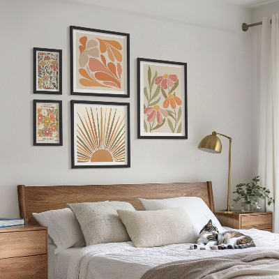 Billedkomposition til væg Geometriske blomster i boho-stil