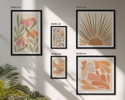 Billedkomposition til væg Geometriske blomster i boho-stil