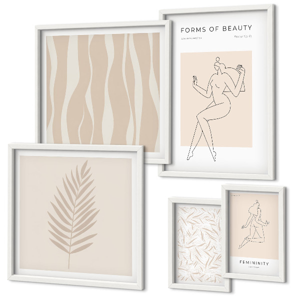 Billedsæt over sofa Stilfuld grafik af kvinder og planter