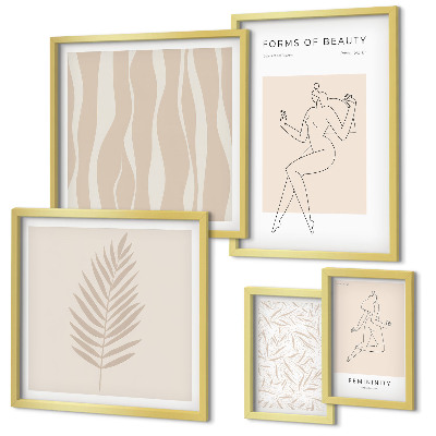 Billedsæt over sofa Stilfuld grafik af kvinder og planter