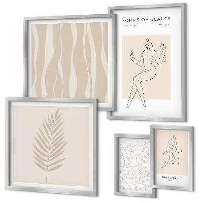 Billedsæt over sofa Stilfuld grafik af kvinder og planter