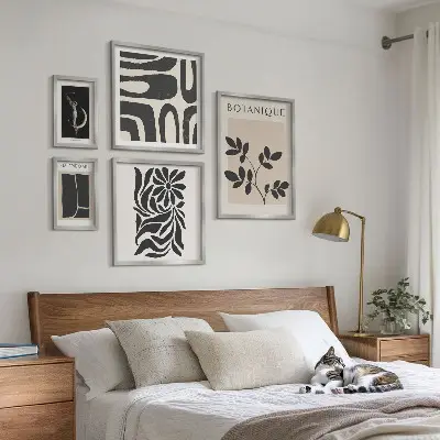 Moderne plantemotiver billedsæt til over sofaen