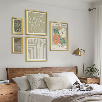 Billedsæt over sofa Plantemotiver boho mønstre