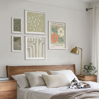 Billedsæt over sofa Plantemotiver boho mønstre