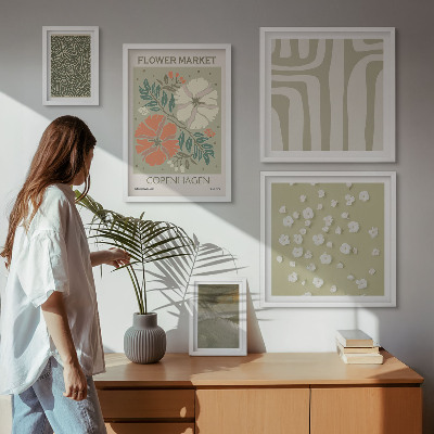 Billedsæt over sofa Plantemotiver boho mønstre
