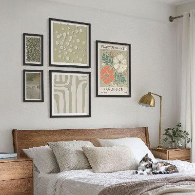 Billedsæt over sofa Plantemotiver boho mønstre