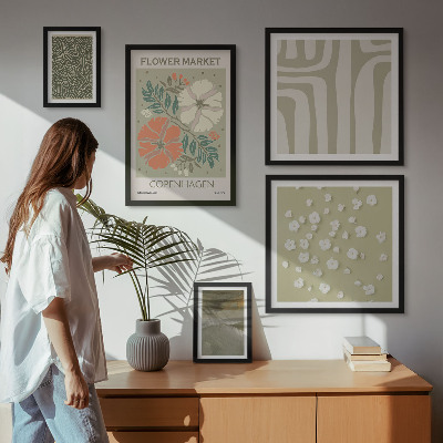 Billedsæt over sofa Plantemotiver boho mønstre