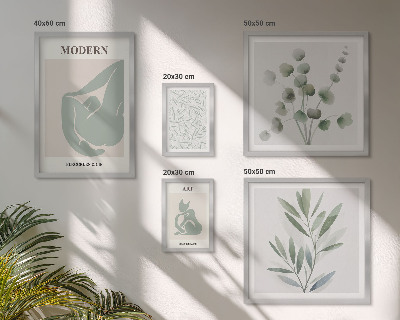 Billedkomposition til væg Stilfuld plante- og abstrakt grafik