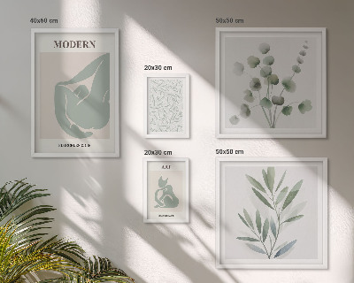 Billedkomposition til væg Stilfuld plante- og abstrakt grafik