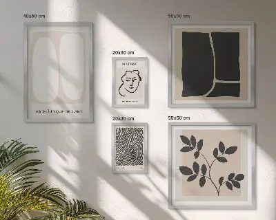 Billedkomposition til væg stilfuld grafik med minimalistiske linjer