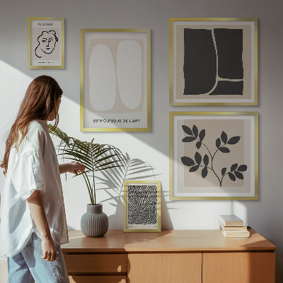 Billedkomposition til væg Stilfuld grafik minimalistiske linjer