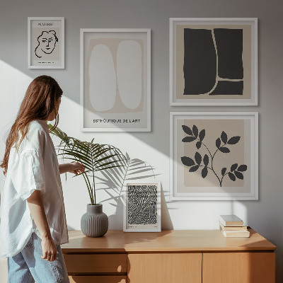 Billedkomposition til væg Stilfuld grafik minimalistiske linjer