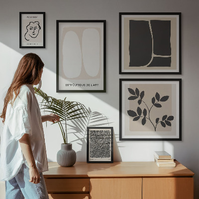 Billedkomposition til væg Stilfuld grafik minimalistiske linjer