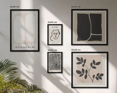 Billedkomposition til væg stilfuld grafik med minimalistiske linjer