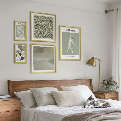 Billedsæt over sofa Stilfulde abstrakte planter