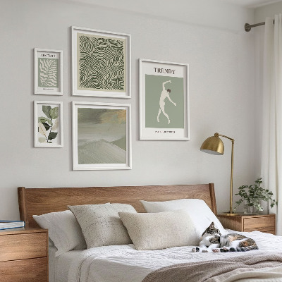 Billedsæt over sofa Stilfulde abstrakte planter