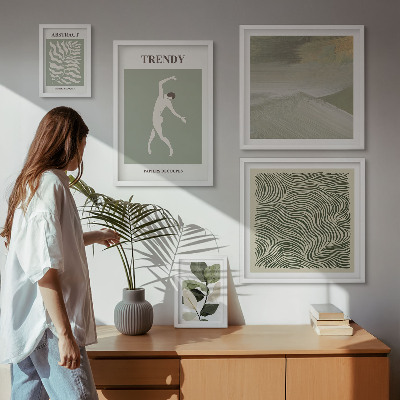 Billedsæt over sofa Stilfulde abstrakte planter