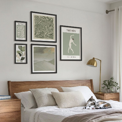 Billedsæt over sofa Stilfulde abstrakte planter