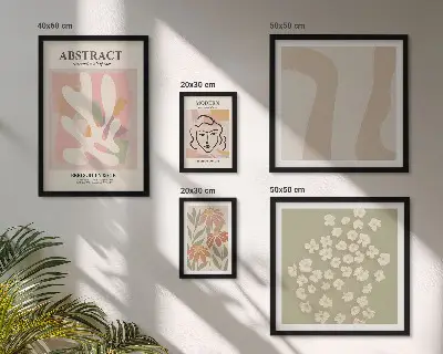 Billedkomposition til væg med stilfuldt abstrakt blomstermotiv