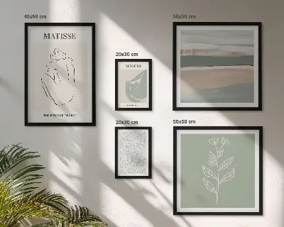 Stilfuld plantegrafik billedsæt over sofa