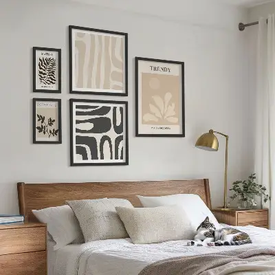 Billedsæt til væggen over sofaen stilfulde motiver med planter