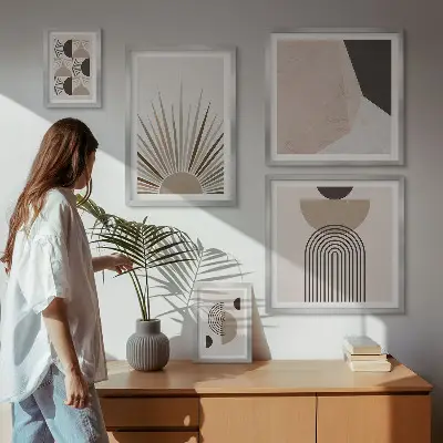 Abstrakte geometriske former billedkomposition til væg