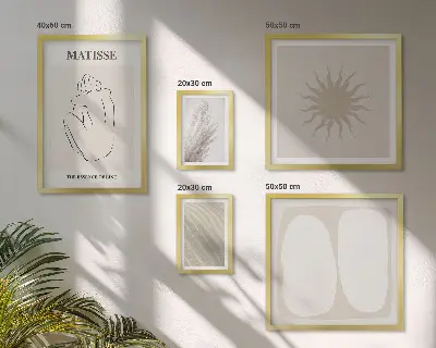 Billedkomposition til væggen med minimalistiske former i boho-stil