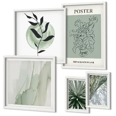 Billedsæt til sofa med planteinspiration i naturmotiver