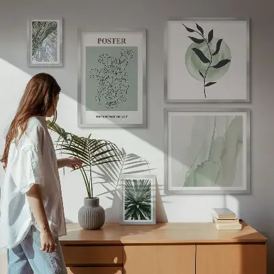 Billedsæt til sofa med planteinspiration i naturmotiver