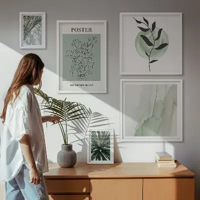 Billedsæt til sofa med planteinspiration i naturmotiver