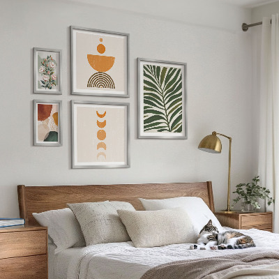 Billedsæt over sofa Plantemønstre boho former