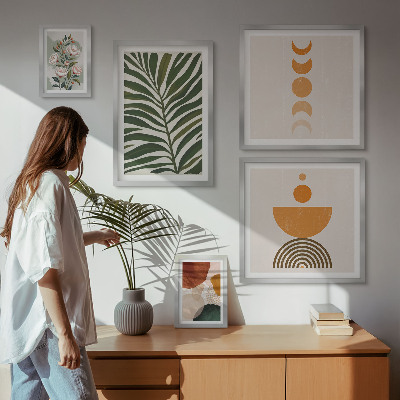 Billedsæt over sofa Plantemønstre boho former
