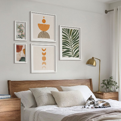 Billedsæt over sofa Plantemønstre boho former