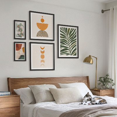 Billedsæt over sofa Plantemønstre boho former