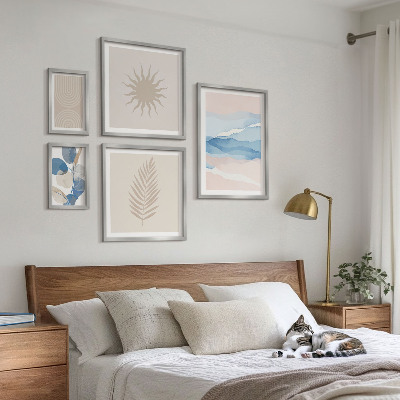 Billedsæt over sofa Abstrakte plantebølger