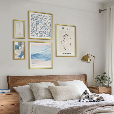 Billedsæt over sofa Stilfuld abstrakt naturgrafik