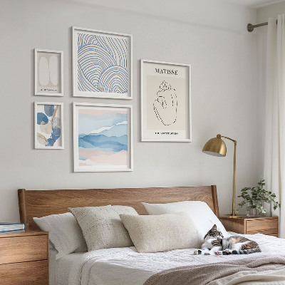 Billedsæt over sofa Stilfuld abstrakt naturgrafik