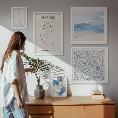 Billedsæt over sofa Stilfuld abstrakt naturgrafik