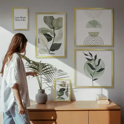 Billedkomposition til væg stilfuld grafik med planteindretning