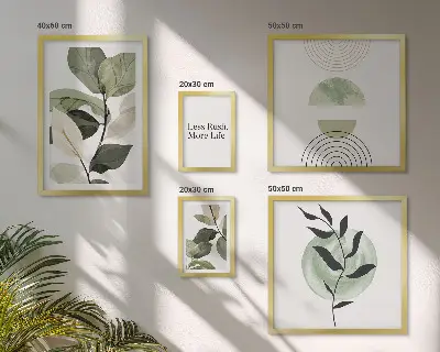 Billedkomposition til væg stilfuld grafik med planteindretning