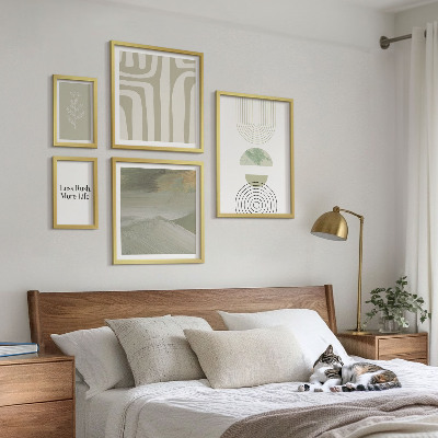 Billedsæt over sofa Stilfuld pastel naturgrafik