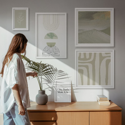 Billedsæt over sofa Stilfuld pastel naturgrafik