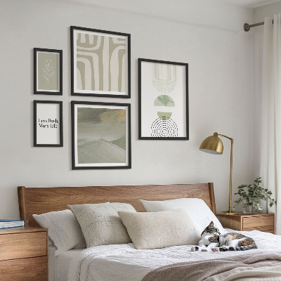 Billedsæt over sofa Stilfuld pastel naturgrafik