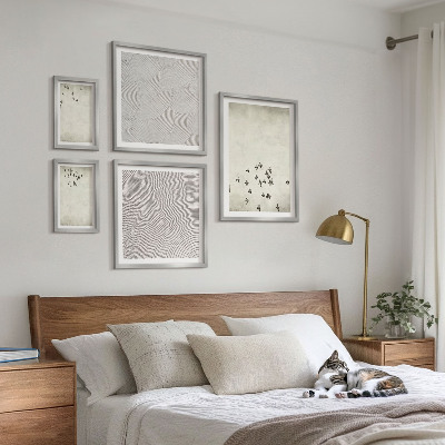 Billedsæt over sofa Minimalistisk fuglemaleri