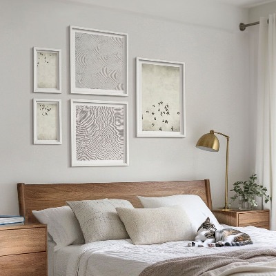 Billedsæt over sofa Minimalistisk fuglemaleri
