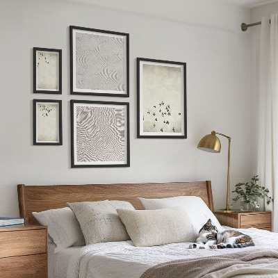 Billedsæt over sofa Minimalistisk fuglemaleri