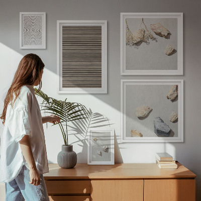Billedsæt over sofa Naturlige teksturer træsten