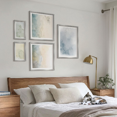 Billedsæt over sofa Pastel akvareller på lærred